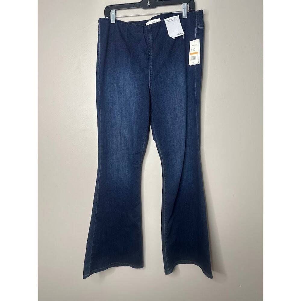 Ella Moss Pull On Flare Jeans Womens Size 33 Body Sculpt Dark Wash High Rise